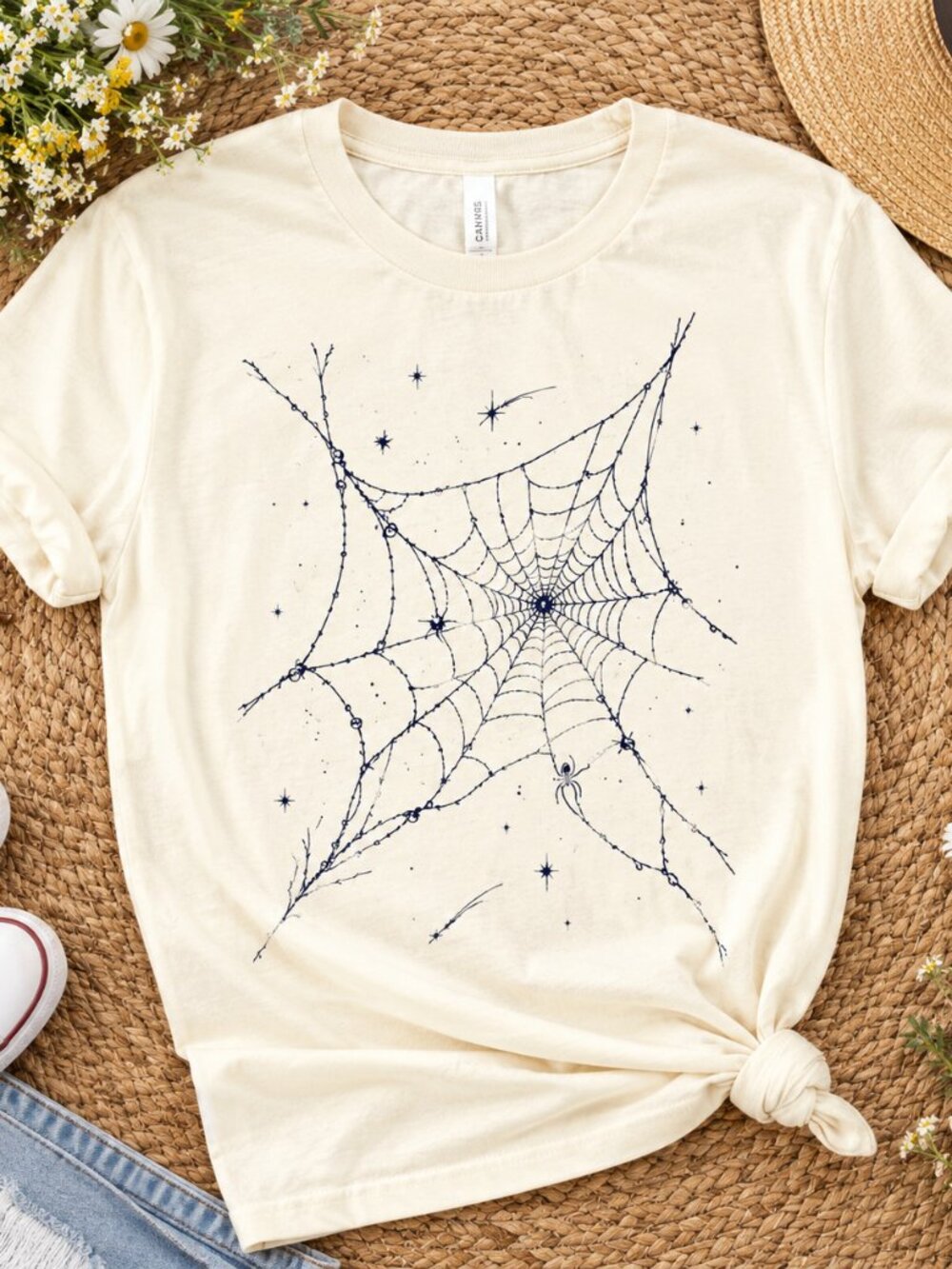 🎃 Halloween Night Sky Graphic Tee | Spooky Season Vintage T-Shirt